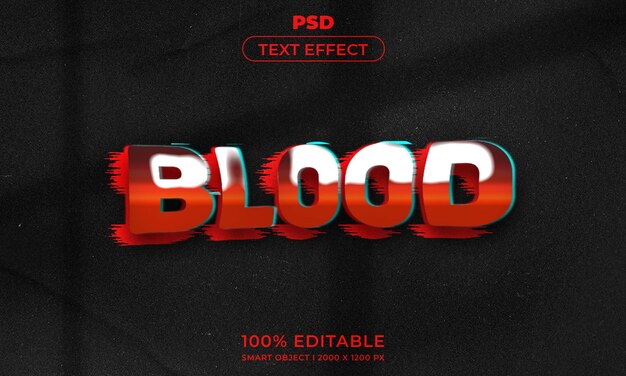 Blood 3d editable text effect style with background