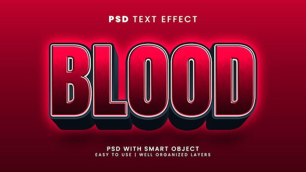 Blood 3d editable text effect with health and medicine text style