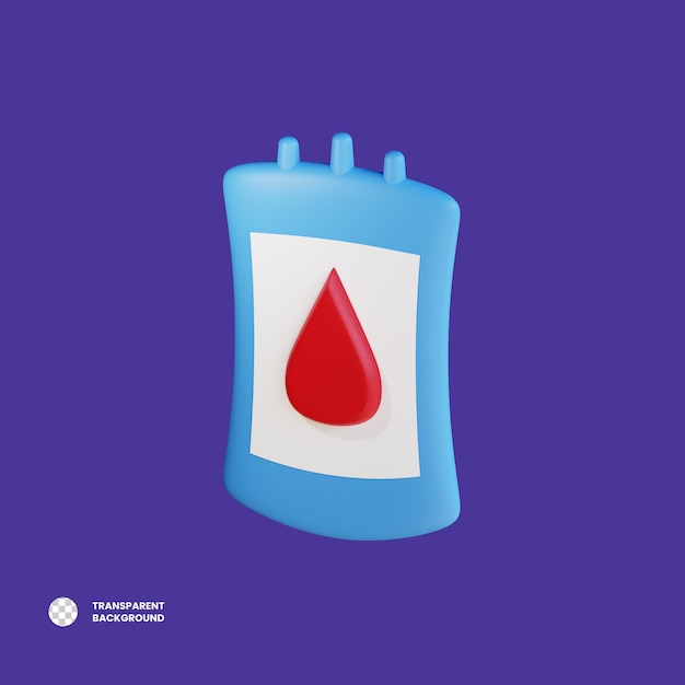 Blood bag 3d icon illustration