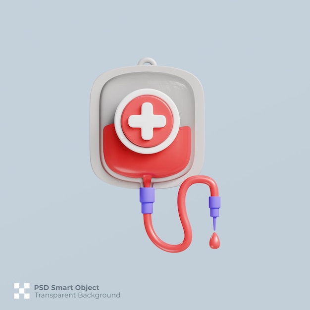 Blood bag icon 3d render isolated premium psd