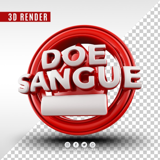 Donazione di sangue logo 3d premium psd