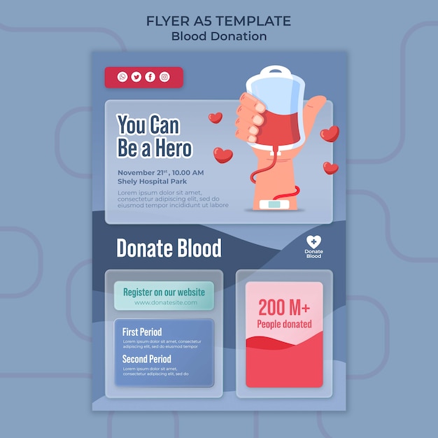 PSD blood donation a5 flyer template