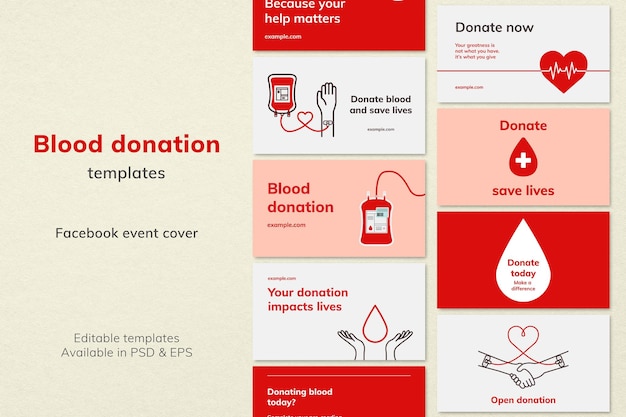 PSD blood donation campaign template psd blog banner in minimal style set