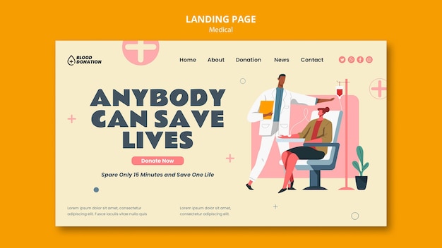 Blood donation landing page