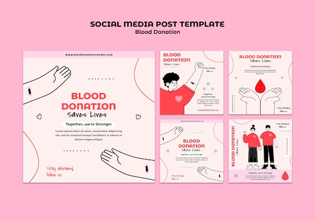 PSD modello di post sui social media per la donazione di sangue