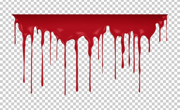 PSD blood dripping on wall isolated on transparent background