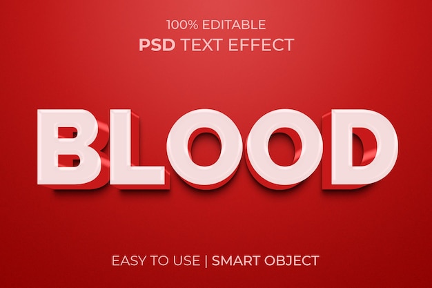 Effetto testo rosso stile effetto testo 3d modificabile sangue