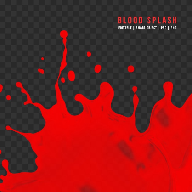 PSD blood or ketchup splash isolated on transparent background