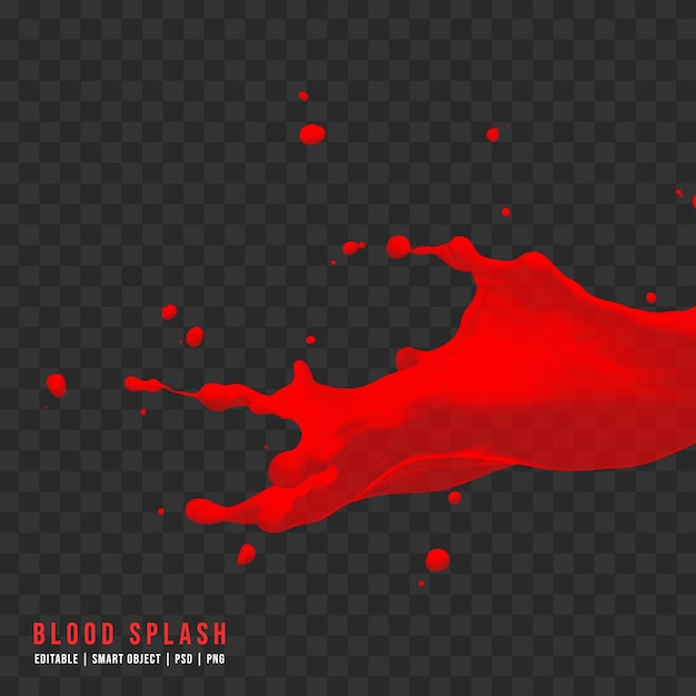 PSD blood or ketchup splash isolated on transparent background