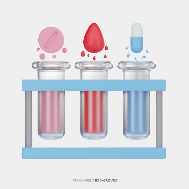 PSD blood test and pill test 3d illustration