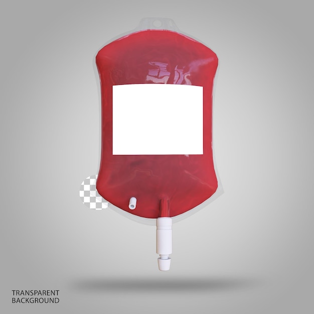 PSD blood transfusion bag isolated 3d rendered illustration