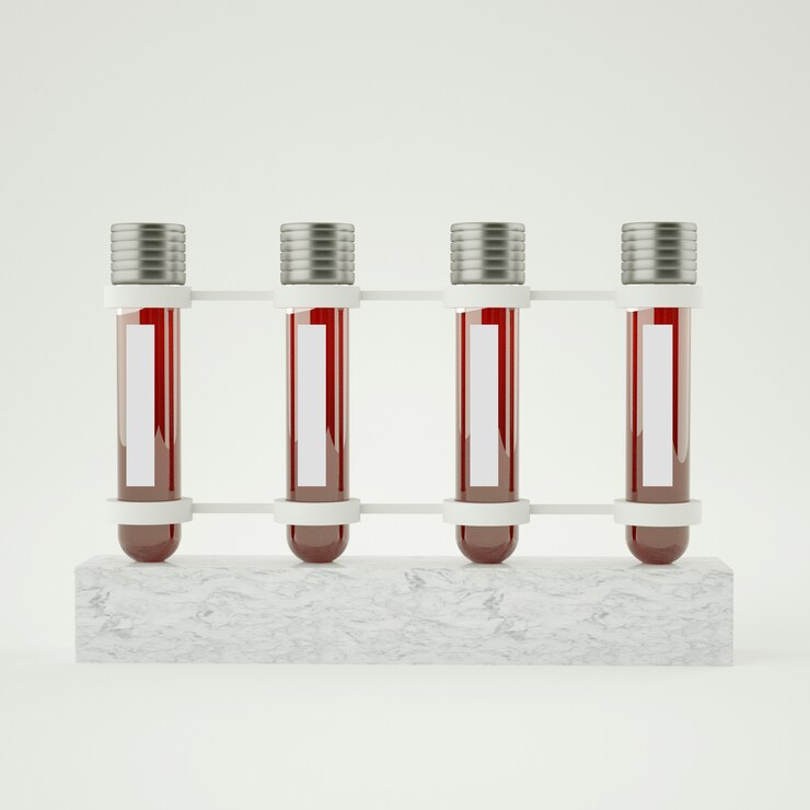 PSD blood tube test isolated 3d rendering