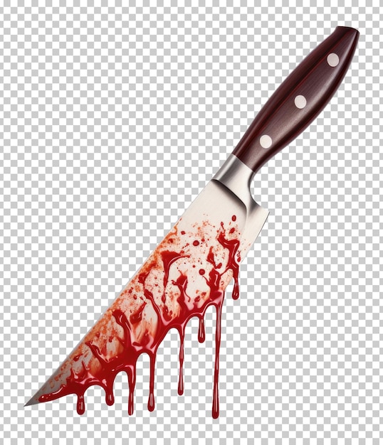 Bloody knife isolated on transparent background