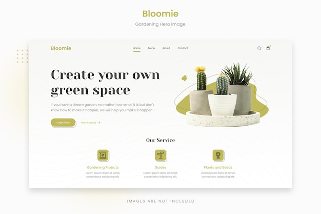 PSD bloomie simple greenish gardening hero image