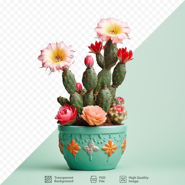 PSD cactus in fiore in una pentola