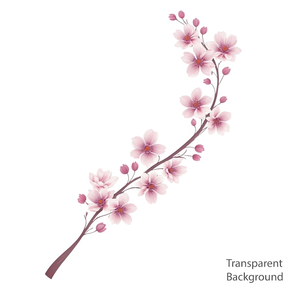 blooming flowers branch watercolor illustration transparent background