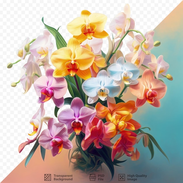 PSD blooming orchids in various colors