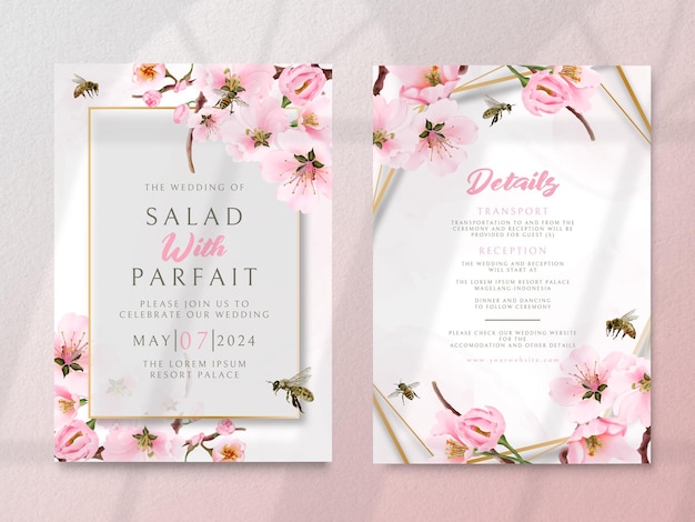 Blooming sakura wedding invitations card