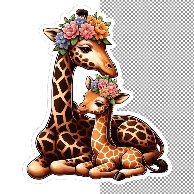 PSD blossom buddies tender moments with animal mother and child sticker