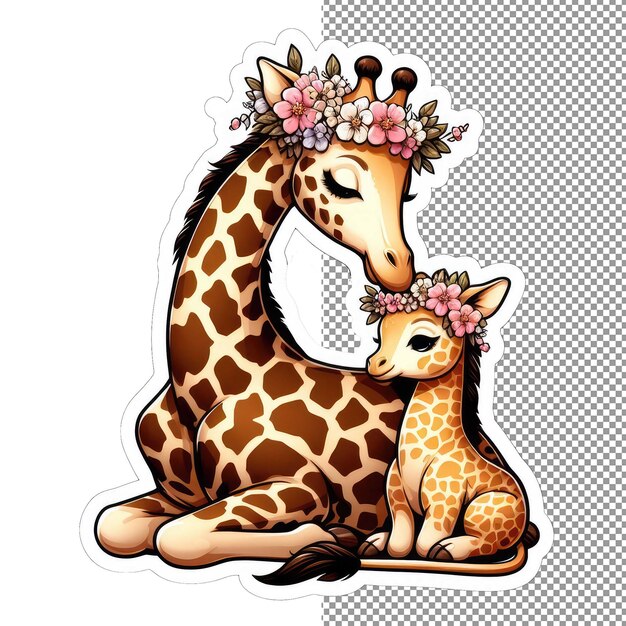 Blossom buddies tender moments with animal mother and child sticker