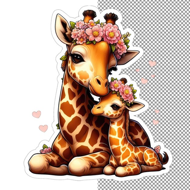 PSD blossom buddies tender moments with animal mother and child sticker
