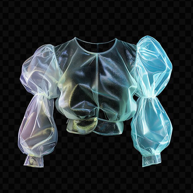 PSD blouse with puffed sleeves made with rayon organza glowing i fashion clothes y2k texture design