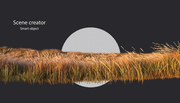 PSD blown white flower grass field isolated grass field clipping path