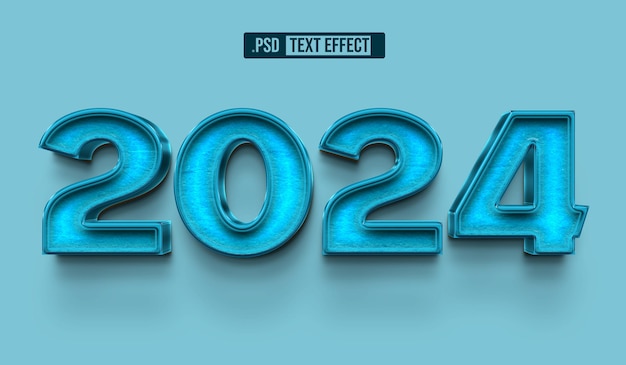 PSD blu 2024 effetto stile testo 3d
