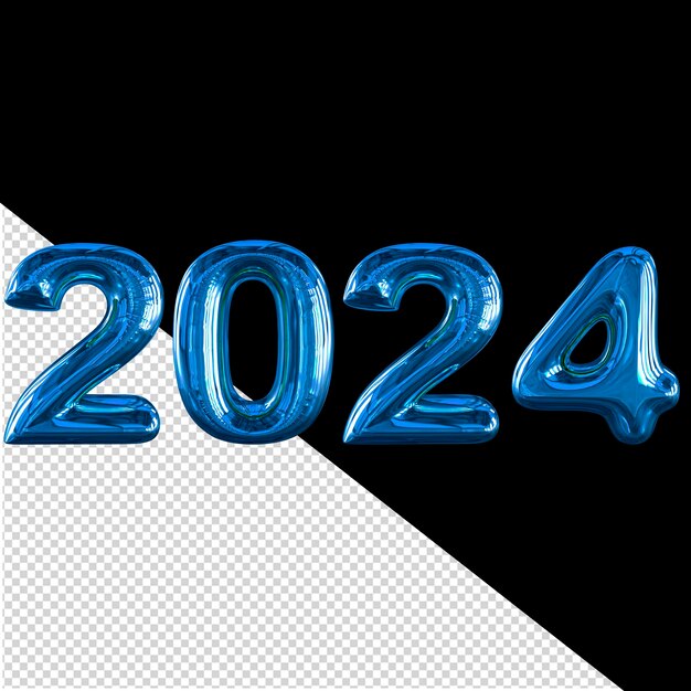 藍色 2024 年新年 3d
