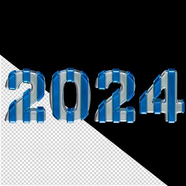PSD blue 2024 new year 3d
