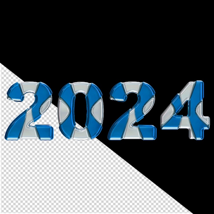PSD blue 2024 new year 3d