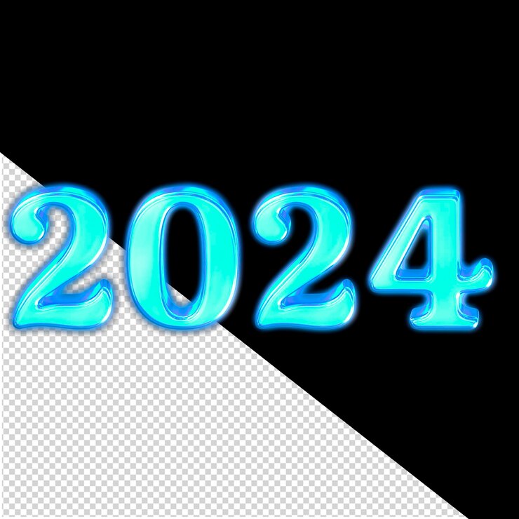 PSD blue 2024 new year 3d