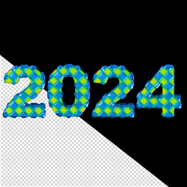 PSD ブルー 2024 新年 3 d
