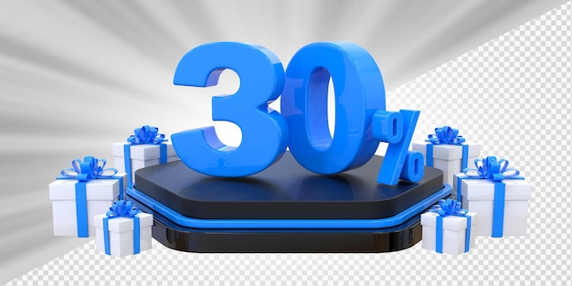 PSD blue 30 percent discount podium for product with gift