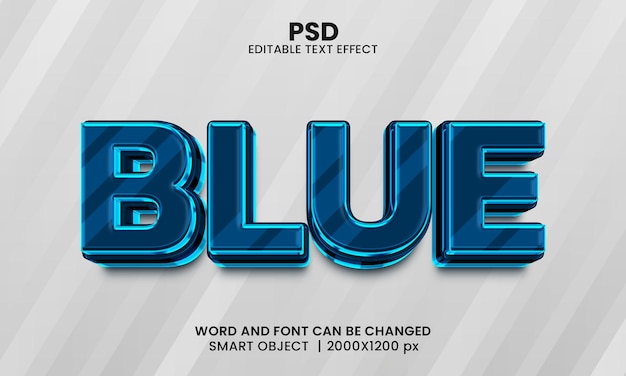 Blu 3d modificabile in stile effetto testo photoshop con sfondo