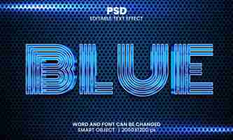 PSD blue 3d editable photoshop text effect style with modern background