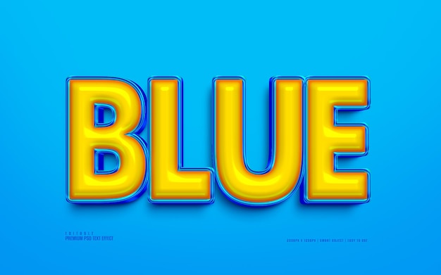 Blue 3d editable premium psd text effect