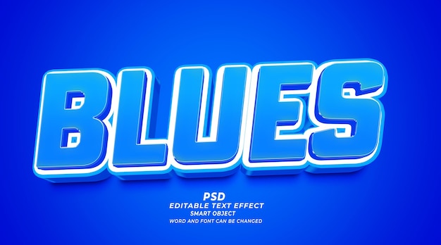 Blue 3d editable text effect photoshop template