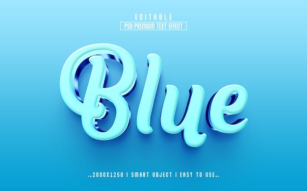 Blue 3D Editable Text Effect Style