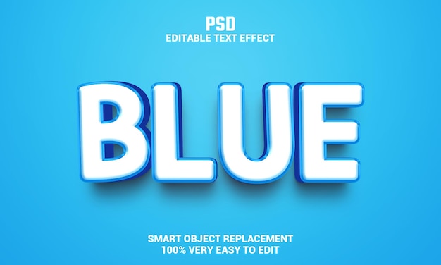 背景付きの青い3d編集可能なテキスト効果 Premium Psd