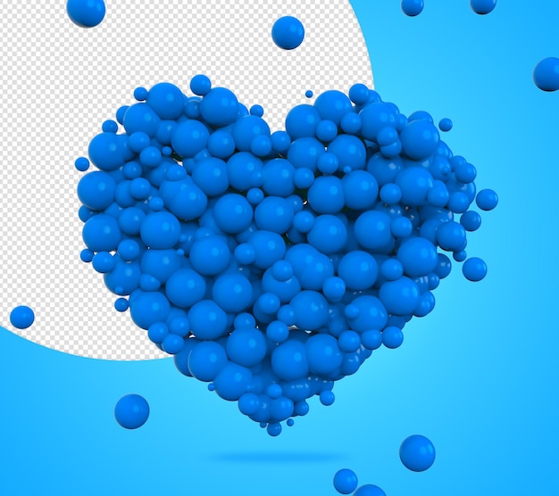 Blue 3d heart bubbles for composition