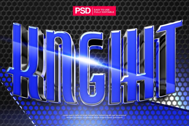 Blue 3D knight text effect