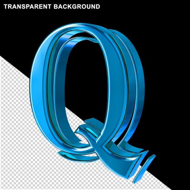 PSD blue 3d letter q