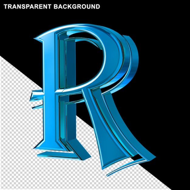 Blue 3d letter r