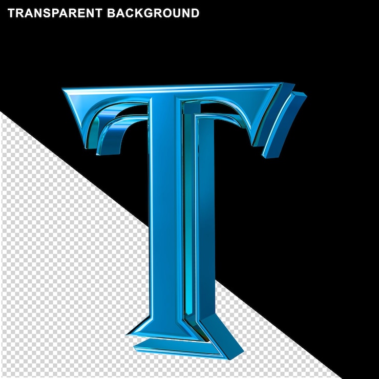 PSD 藍色 3d 字母 t