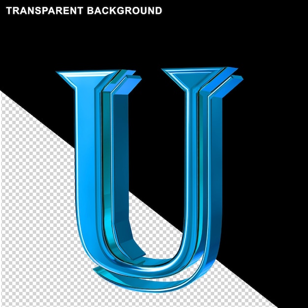 PSD blue 3d letter u