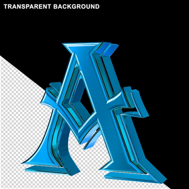 PSD blue 3d letter a