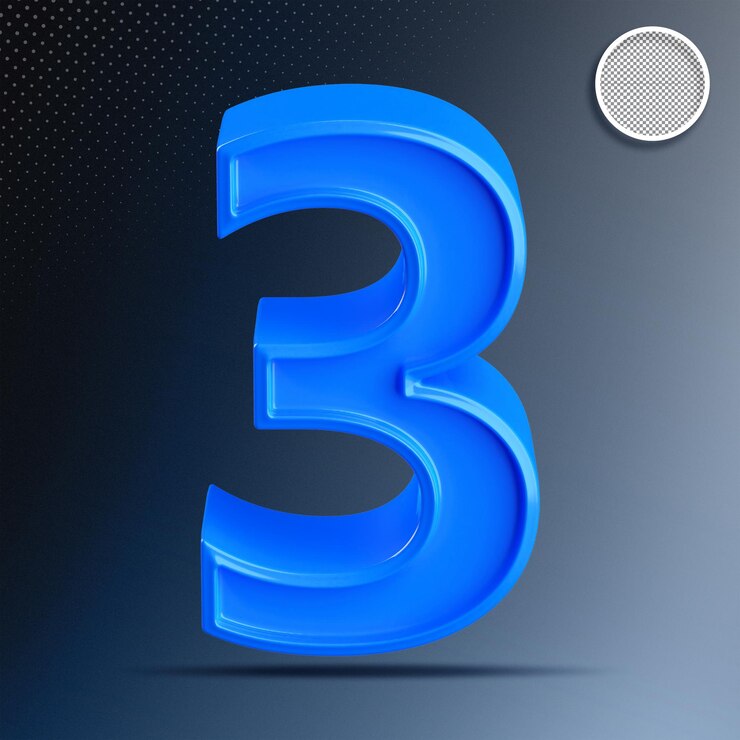 PSD blue 3d number 3