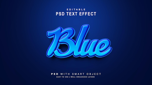PSD blue 3d psd text effect fully editable