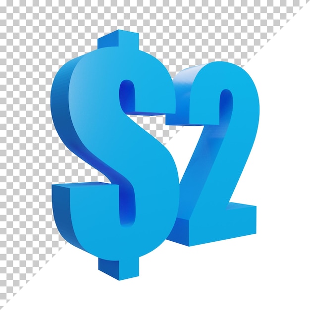 PSD blue 3d render 2 dollar sign